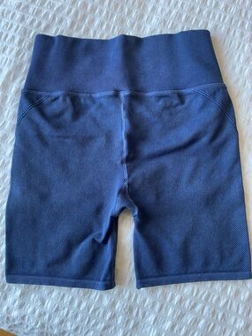 Yogalicious Ribbed High-Waist Blue Athletic Shorts